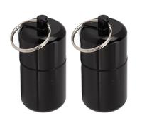Keychain Pill Holder, Waterproof Medicine Storage Capsule Container with Hanging Ring and Silicone Seal for Travel, Camping, Outdoor, EDC Use(Black)