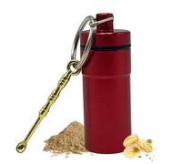 Keychain Pill Holder,with Metal Spoon Small Box - Key Ring Pocket Pill Case for Men - for Fish Oil Supplements Jewelry Adults Men Women Daily Work Travel Hiking Camping