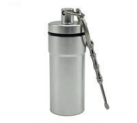 Keychain Pill Holder | with Metal Spoon Small Box,Pill Organizer Case Container - for Fish Oil Supplements Jewelry Adults Men Women Daily Work Travel Hiking Camping