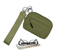 Keychain Pouch Wallet, Key Chain Card Wallet - Credit Card Holder | Waterproof Nylon Card Case with Zipper, Compact Women Wallets with Wrist Strap for Easy, Green, see description, See description