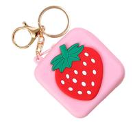 Keychain Storage Bag - Silicone Coin Purse Keychain | Cute Pattern Multipurpose Cute Bag, OIN Pouch Multipurpose Hanging Ornament Zipper Design with Metal Keychain for Backpack, Pink, Refer to