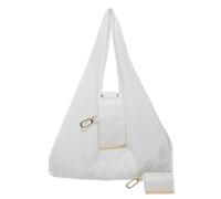Keychain Tote Bag, Expandable Leather Mini Bags with Key Ring, Foldable Tote Bag, Expands into Spacious Shopping Totes, Portable Handbag for Daily Errands (White*1)