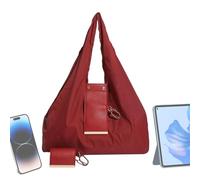 Keychain Tote Bag, Foldable Lightweight Shopping Bag, 15.37x11.03x2.76 Inch Purse Attached Ring, Reusable Travel Carry Organizer, Daily Accessory with Minimal Style, Handy Storage for Office Vacation