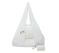 Keychain Tote Bag, Keychain Tote Bag Compact & Expandable for On-the-Go Convenience for Shopping, Travel & Daily Errands (White)