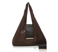 Keychain Tote Bag, Lightweight, Foldable, Expandable, Vegan Luxury, Ethical Style, Elegant Portable Handbag for Daily Errands (Coffee,One Size)