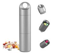 Keychain Travel Pill Box, Leakproof Stainless Steel Pocket Pill Case with Detachable Layers for Daily & On-the-Go Use Pocket Case, Travel Box, Small,