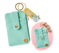 Keychain Wallet Matching Set Slim Credit Card Holder Hands Free Key Ring with Zipper Coin Pouch Gifts for Mom Teacher Nurse Appreciation Matching Accessories, Teal Choose Happy, slim, Slim Wallet