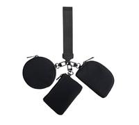 Keychain Wallet - Portable Zip Around Coin Pouch Keychain Wallet | Wristlet Keychain with Wallet Keychain | Three Zipper Wrist Coin Purse Keychain for Women Small Cute Coin Purse for Girl, Black