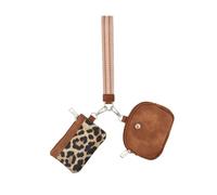 Keychain Wallet Wristlet Wallets For Women Detachable Mini Coin Purse Pouch Zip Around Dual Pouch, Brown, Fashion