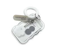 Keychain with Card Holder Portable Loss Protection Transparent | Transparent Bus Card Protective Case for Students and Adults on Belt and Backpack Office Outdoor P White