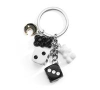 Keychain with Dice, Bear and Moon Charms, Perfect Good Friend, Girlfriend or Women Gift for Travel, Retirement, Special Occasions, Friendship, Inspirational and Unique Funny Birthday Presents