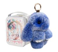 Keychain With Tin Box - Fluffy Trinket, Soft Plush Rabbit Keychain Charming Rabbit Design Car Handbag Keyring Bunny Lucky Keychains Easter Gifts for Women Girls & Teens Handbag Charm Gift