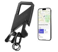Keychain, Works with Apple Find My, Heavy Duty Keychain Bottle Opener, Carabiner Car Key Chains for Men & Women, Car Key Fob Holder, Anti-Lost Keys Tracker, Smart Keys Finder, Rechargeable, Black