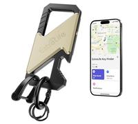 Keychain, Works with Apple Find My, Heavy Duty Keychain Bottle Opener, Carabiner Car Key Chains for Men, Car Key Fob Holder, Anti-Lost Keys Tracker, Smart Keys Finder, Rechargeable, Champagne Gold