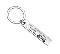 Keychains for Women, Keychain for Car Silver Engraved Ride Safe Asshole I Love You Stainless Steel 32X10MM for Men Women Friend