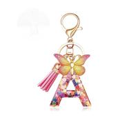 Keychains in the shape of Initial letter,Capital Alphabet Resin Keychain Charm,with Butterfly Tassel Pendant,Women Cute Keychain, Personalised Keyring, Fashion Key Chain, for Wallet Purses Backpac