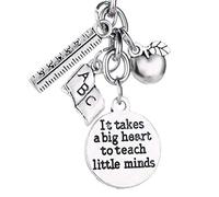Keychains Keyring Big Heart to Teach Little Minds Car Key Ring Holder Keychain Teachers Day Gifts Pendant Key Holder for Kettle Luggage Audio Gift Unisex Silver.Durability