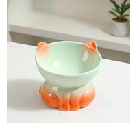 KeyChefLab Paw Feeder Dog Bowl, Elevated Ceramic Dog Bowls for Small & Medium Dogs and Cats - Slow Feeder Bowl, Puppy Essentials, Pet Supplies, Durable & Easy to Clean (Green)