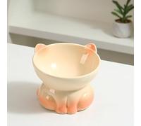 KeyChefLab Paw Feeder Dog Bowl, Elevated Ceramic Dog Bowls for Small & Medium Dogs and Cats - Slow Feeder Bowl, Puppy Essentials, Pet Supplies, Durable & Easy to Clean (Yellow)