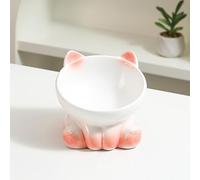 KeyChefLab Paw Feeder Dog Bowl, Elevated Ceramic Dog Bowls for Small & Medium Dogs and Cats - Slow Feeder Bowl, Puppy Essentials, Pet Supplies, Durable & Easy to Clean (White)