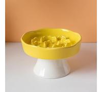 KeyChefLab Slow Feeder Dog Bowl, Elevated Ceramic Dog Bowls for Small & Medium Dogs and Cats - Slow Feeder Bowl, Puppy Essentials, Pet Supplies, Durable & Easy to Clean (Yellow)