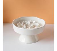 KeyChefLab Slow Feeder Dog Bowl, Elevated Ceramic Dog Bowls for Small & Medium Dogs and Cats - Slow Feeder Bowl, Puppy Essentials, Pet Supplies, Durable & Easy to Clean (White)