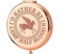 KEYCHIN Camp Half Blood Pocket Mirror Percy Fans Gifts I'd Rather Be in Camp Half Blood Compact Makeup Mirror Percy Movie Merchandise (Half Blood-RG)
