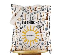 KEYCHIN Chess Board Tote Bag, Adult Women's Medium Canvas Reusable Grocery Bag, 3D Double-Sided Printing, All Seasons, Shopping Travel Daily Commuting Outdoor Activities