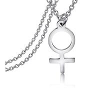 KEYCHIN Feminine Astrological Gender Necklace Venus Symbol Charm Pendent Female Symbol Pendant Jewelry, Stainless Steel, Metal Stainless Steel, stanless steel