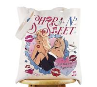 KEYCHIN Music Album Tote Bag Singer Fans Gifts Short n' Sweet Reusable Grocery Bag Music Song Merch, Short N’, M