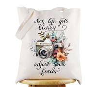 KEYCHIN Photographer Tote Bag Camera Lover Videographer Gifts When Life Gets Blurry Adjust Your Focus Reusable Grocery Bag, When Life Tb, M