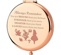 KEYCHIN Princess Pocket Mirror Fairy Tales Gift Always Remember You are Braver Stronger Smarter Than You Think Compact Makeup Mirror for Women Girls Teenagers (A Princess-RG)