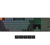 KeychrKeychron K5 Version 2, QMK Ultra-Slim 100% Full Size Layout Wireless Mechanical Keyboard, Hot-swappable 104 Keys Low-Profile Brown Switch, RGB Backlight Wired/Bluetooth for Mac/Windows/Linux