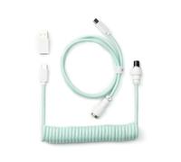 Keychron 8KHz Coiled USB-C Cable for Mechanical Keyboards, GX12 5-Pin Detachable Aviator Connector, USB-A Adapter, 176 cm / 5.77 ft Braided Cable, Charging & Data Transfer, Mint