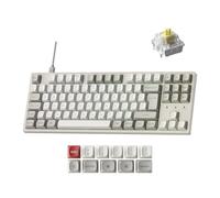 Keychron C1 Pro 8000Hz Wired Mechanical Keyboard, TKL Layout QMK Launcher, Hot-Swappable Early Tactile Banana Tactile Switch, Non-Shine-Through PBT Keycaps for Mac Windows Linux, Retro UK Layout