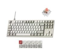 Keychron C1 Pro 8000Hz Wired Mechanical Keyboard, TKL Layout QMK Launcher Support with Hot-Swappable Silent Red Linear Switch, Non-Shine-Through PBT Keycaps for Mac Windows Linux, Retro UK Layout