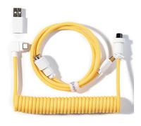 Keychron Coiled Aviator Cable USB-C, 5-Pin GX12 Detachable Aviation Connector, Double-Sleeved Braided, 46cm Coil + 90cm Straight, with USB-A Adapter, for Mechanical Keyboards (Q/V/K Series & More)