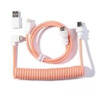 Keychron Coiled Aviator Cable USB-C, 5-Pin GX12 Detachable Aviation Connector, Double-Sleeved Braided, 46cm Coil + 90cm Straight, with USB-A Adapter, for Mechanical Keyboards (Q/V/K Series & More)