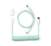 Keychron Custom Coiled Aviator Cable, 5-Pin (GX12) Detachable Metal Connector, USB-C to USB-C with USB-A Adapter, Durable Braided Charging Cable for Mechanical Keyboards (Mint)