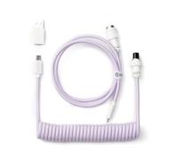 Keychron Custom Coiled Aviator Cable, 5-Pin (GX12) Detachable Metal Connector, USB-C to USB-C with USB-A Adapter, Durable Braided Charging Cable for Mechanical Keyboards (Light Purple)