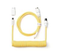 Keychron Custom Coiled Aviator Cable, 5-Pin (GX12) Detachable Metal Connector, USB-C to USB-C with USB-A Adapter, Durable Braided Charging Cable for Mechanical Keyboards (Yellow)