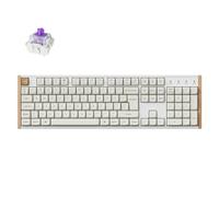 Keychron K10 HE Custom Mechanical Gaming Keyboard, 100% UK Layout Wood Frames with RGB Hot-Swap Hall Effect Gateron Double-Rail Magnetic Nebula Switch, 2.4 GHz/Bluetooth/Wired - Shell White