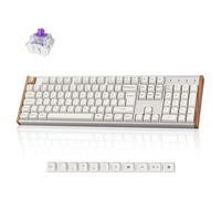 Keychron K10 HE Wireless Mechanical Keyboard - Hall Effect Hot-Swap Magnetic Linear Switch, Adjustable Actuation/Rapid Trigger, Full-Size UK Layout, Aluminium/Wood Frame for Windows/Mac/Linux - White