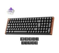 Keychron K4 HE 96% Wireless RGB Hall Effect Keyboard - Gateron Magnetic Linear Switches, Rapid Trigger, QMK Bluetooth 5.2 & 2.4GHz, Aluminium & Rosewood Frame (Black) for Mac/Windows/Linux - UK Layout