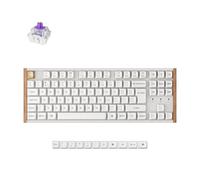 Keychron K8 HE TKL Keyboard Wireless Bluetooth 2.4G Wired, Hot Swappable Hall Effect Magnetic Linear Switch with QMK/Launcher Aluminum+Wood Frame Rapid Trigger for Mac Windows Linux - White UK Layout