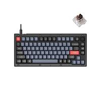 Keychron V1 Wired Custom Mechanical Keyboard Knob Version, 75% Layout QMK/VIA Programmable with Hot-swappable Keychron K Pro Brown Switch Compatible with Mac Windows Linux (Frosted Black-Translucent)