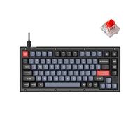 Keychron V1 Wired Mechanical Keyboard, 75% Layout, Frosted Black QMK/VIA Programmable, Hot-swappable K Pro Red Switch, Mac Windows Linux Compatible, Translucent, USB-C