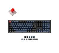 Keychron V6 Wired Custom Mechanical Keyboard with Knob, Full-Size ISO-UK-Layout QMK/VIA Programmable Hot-swappable Red Switch for Mac Windows Linux (Frosted Black-Translucent)