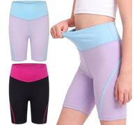 Keyck Girls Cycling Shorts 2 Pack Kids Athletic Short Legggings 4-13 Years | High Waist Stretchy Shorts, Summer Breathable Dance Bike Running Shorts, Comfy Gymnastics Activewear, PE Workout Under Dress