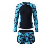 Keyck Girls Swimming Costume Two Piece Swimsuit Rash Guard 9-10 Years Black